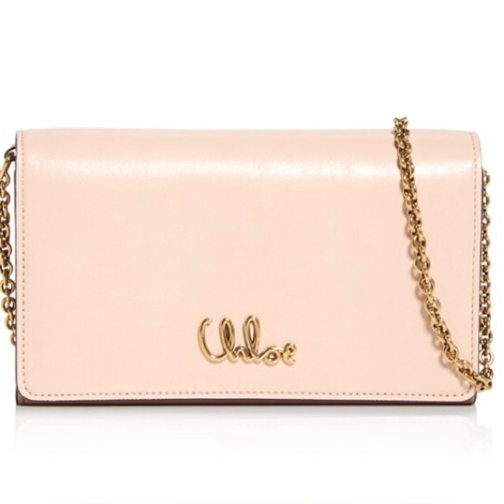 Chloe - Iconic Leather Flap Wallet On Chain Cement Pink